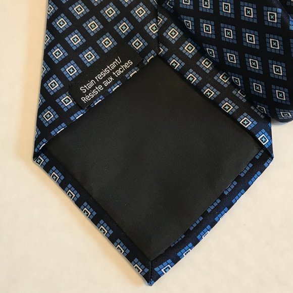 NWT George Stain Resistant Black and Blue Patterned Men's Tie - Picture 5 of 7